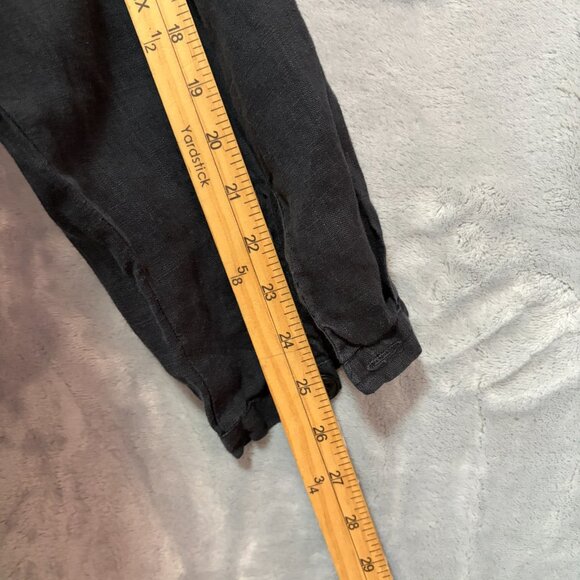 FLAX 100% Linen Tunic Top Lagenlook Oversized Pin-Tuck Shirt Black Size L - Picture 11 of 12